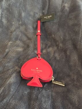 kate spade New York Red Spade Luggage Tag Coin Case